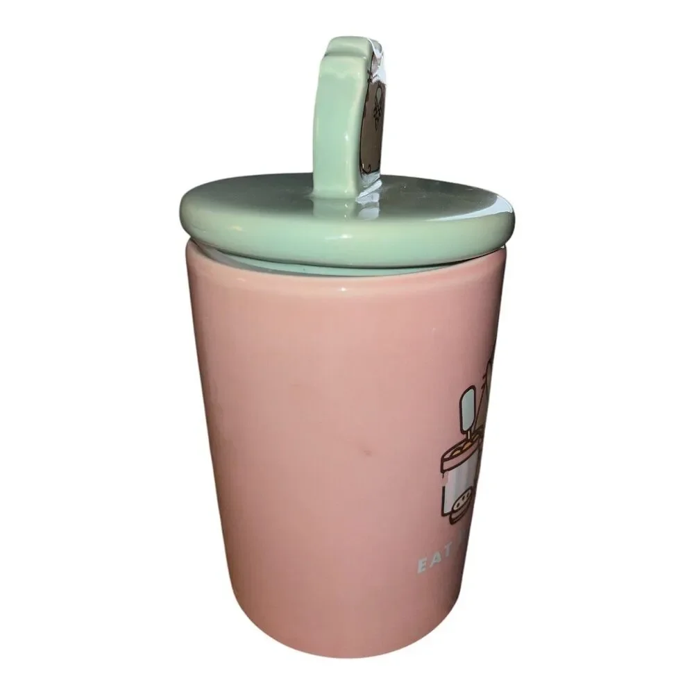 Pusheen Ceramic Eat Dessert First Cookie Jar NWT Pink 24 Oz